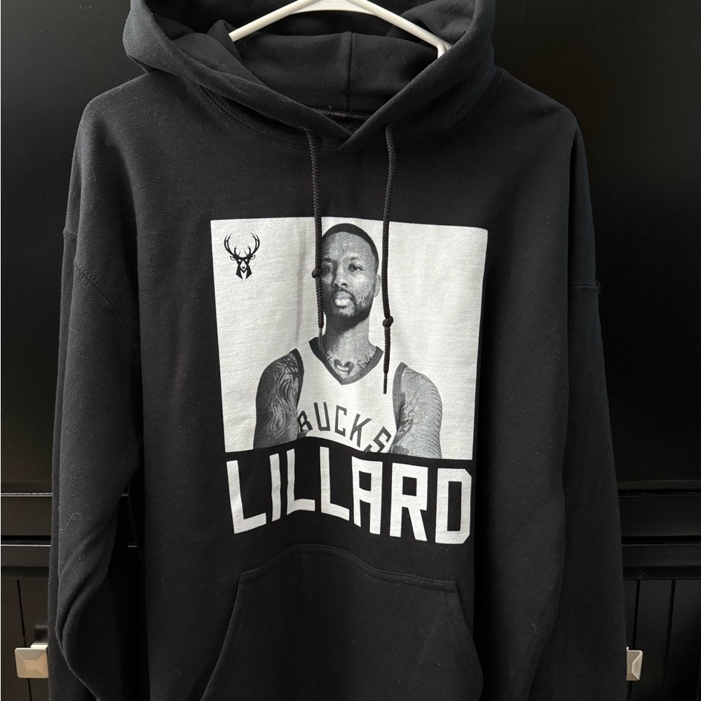 Black Graphic Hoodie with Athlete Design